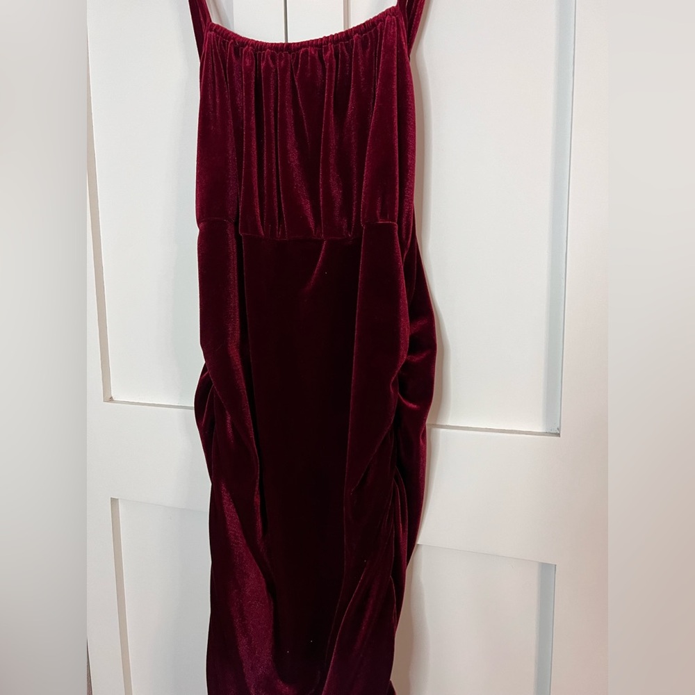 SHEIN Curve ruched velvet cami dress